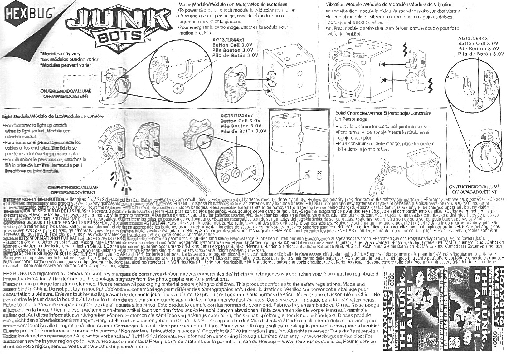 Junkbots dumpster instructions battery replacement instructions